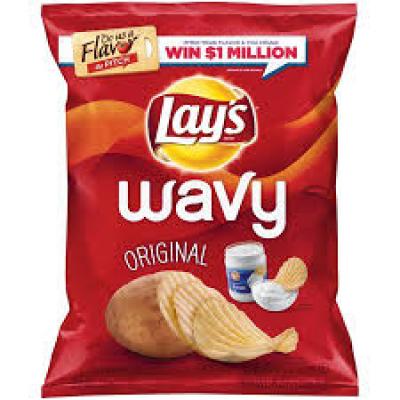 Lays Wavy Regular Potato Chips, 8 oz