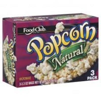 Food Club Popcorn Natural, 3.3 oz