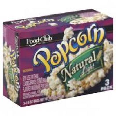 Food Club Popcorn Natural, Light Popcorn, 2.9 oz