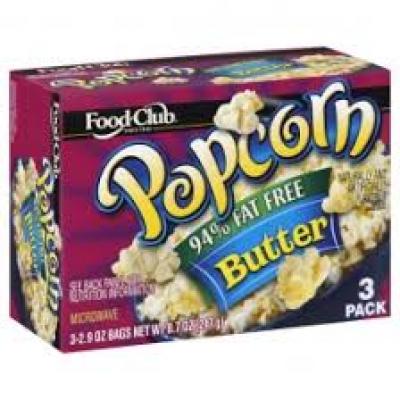 Food Club Popcorn - Butter 94% Fat Free, 3 ct