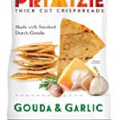 Primizie Snacks Crispbreads, Thick Cut, Cheese, Smoked Dutch Gouda & Garlic, 6.50 oz