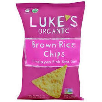 Luke's Organic Brown Rice Chips Himalayan Pink Sea Salt, 5 oz