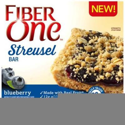 Fiber One Blueberry Streusel Bars 1.42 oz,  5 count