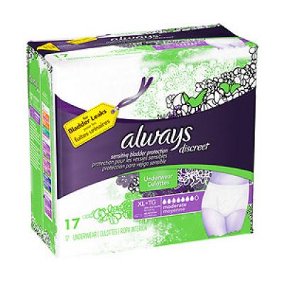 Always Discreet Incontinence Underwear Moderate Absorbency Extra-Large 17 ea