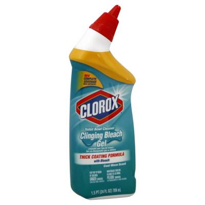 Clorox Toilet Bowl Cleaner Clinging Bleach Gel Cool Wave Scent, 24 oz