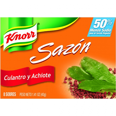 Knorr Sazón Culantro y Achiote con Menos Sodio, 8 sobres