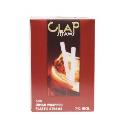 Clap Jumbo Wrapped Plastic Straws, 7 3:4 inch, 500 ct