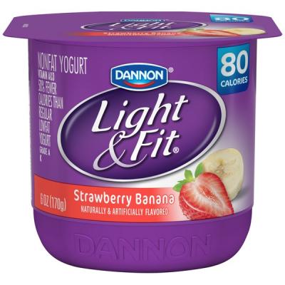 Dannon Light N Fit Single Serve, Strawberry Banana, 6 oz