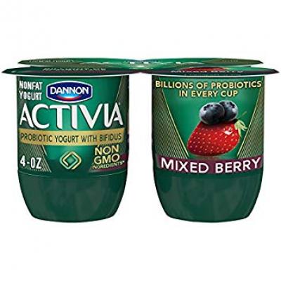 Dannon Activia Mixed Berry Probiotic Yogurt, 4 oz, 4 ct