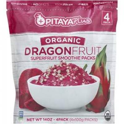 PitayaPlus Organic Dragonfruit Smoothie Packs, 4 ct