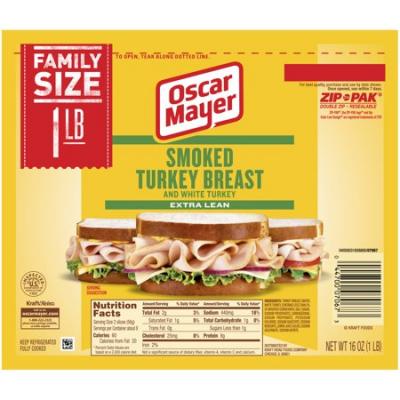 Oscar Mayer Turkey Breast Extra Lean, Smoked, Family Size, 16 oz