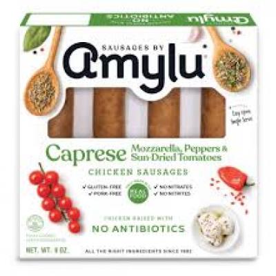 Amylu Mozzarella, Peppers and Sundried Tomatoes Chicken Sausages, 9 oz