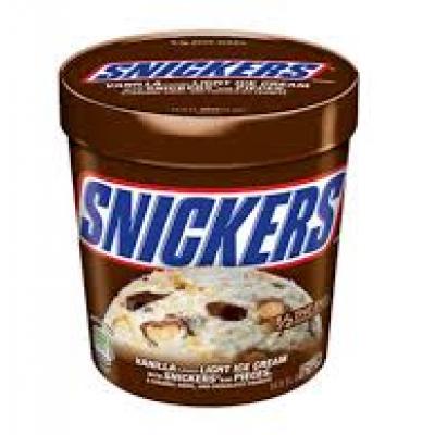 Snickers Vanilla Flavored Light Ice Cream. 16 oz