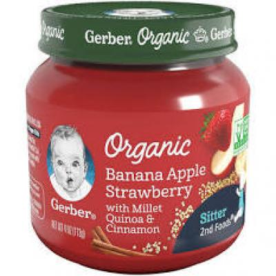 Gerber Organic Banana Apple Strawberry, 4 oz 