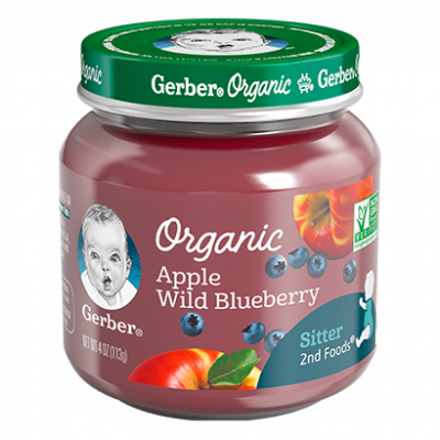 Gerber Organic Apple Wild Blueberry, 4 oz