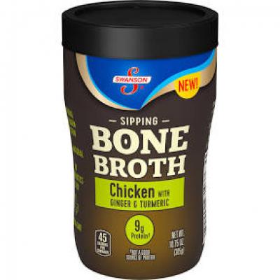 Swanson Sipping Bone Broth, Chicken with Ginger and Turmeric, 10.75 oz