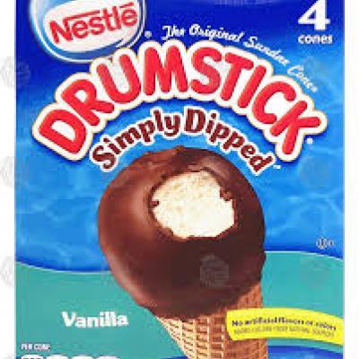 Nestle Drumstick Sundae Cones Simply Dipped, Vanilla, 4 ct