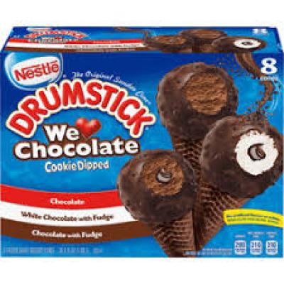 Drumstick Sundae Cones, We Love Chocolate Cookie Dipped, 8 ct