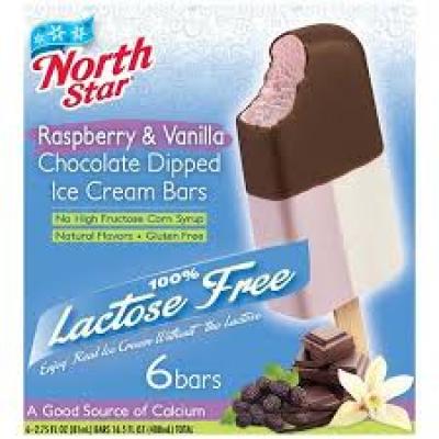 North Star Lactose Free Raspberry & Vanilla Chocolate Dipped Ice Cream Bars, 6 - 2.75 oz bars