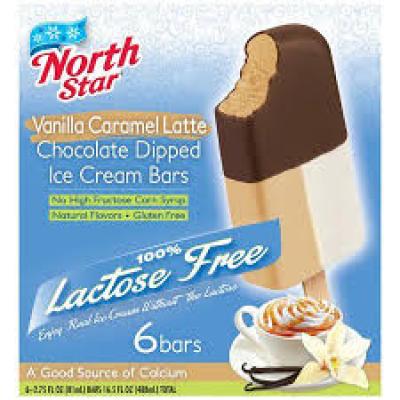 North Star Lactose Free Vanilla and Caramel Dipped Ice Cream Bars, 6 - 2.75 oz bars