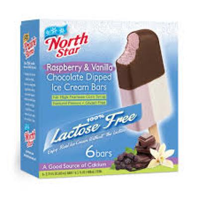 North Star Lactose Free Chocolate & Vanilla Dipped Ice Cream Bars, 6 - 2.75 oz bars