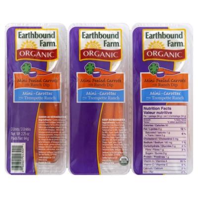 Earthbound Farm Mini-Peeled Organic Carrots with Ranch Dip, 3 ct