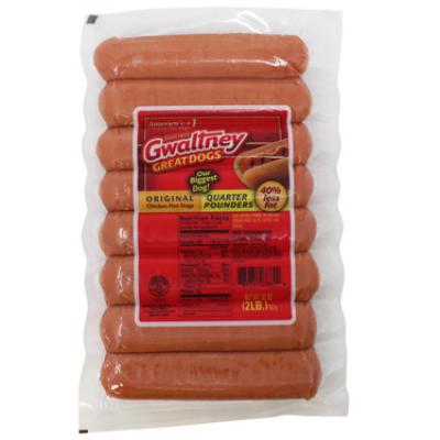 Gwaltney Hot Dog Quarter Pounder. 2 lbs