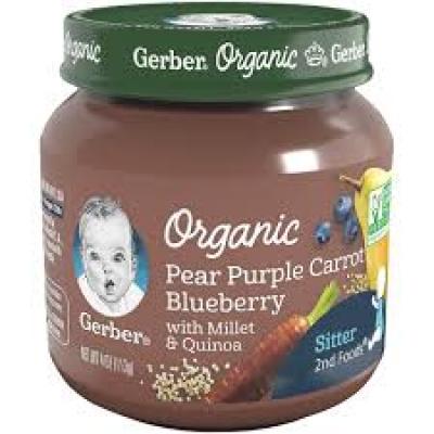 Gerber Organic Pear Purple Carrot Blueberry, 4 oz