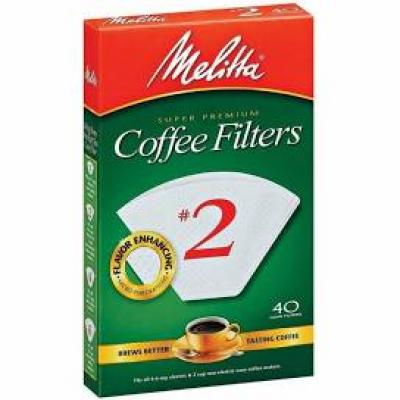 Melitta #2 Cone Coffee Filters, White, 40 ct