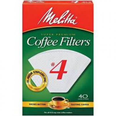 Melitta #4 Cone Coffee Filters, White, 40 ct