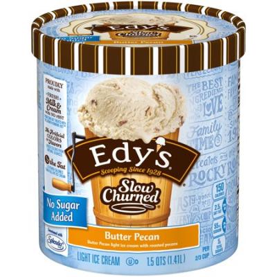 Edys Slow Churned No Sugar Added Butter Pecan Light Ice Cream, 1.5 qt