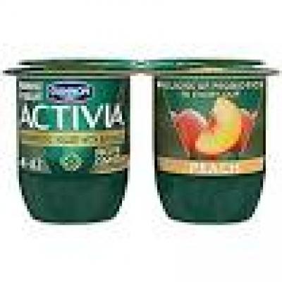 Dannon Activia, Low Fat Yogurt, Peach, 4 oz, 4 pack