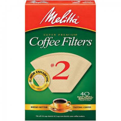 Melitta #2 Cone Coffee Filters, Natural Color, 40 ct