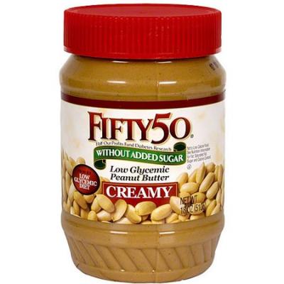 Fifty-50 Peanut Butter Creamy Without Added Sugar 18-Ounce