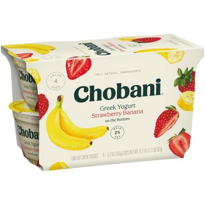 Chobani Strawberry Banana Blended Low-Fat Greek Yogurt, 5.3 oz, 4 count