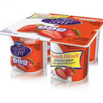 Dannon Light & Fit Carb & Sugar Control Nonfat Yogurt Strawberries & Cream, 4 oz 4 pack