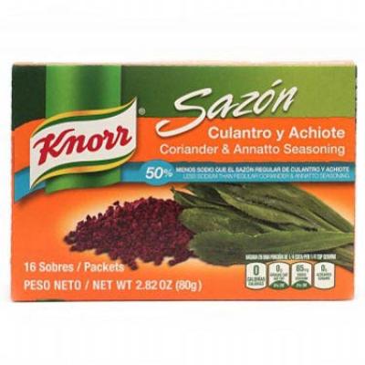 Knorr Sazón Culantro y Achiote con Menos Sodio, 16 ct