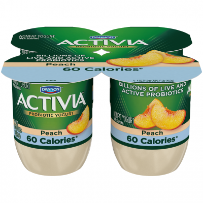 Dannon Activia Light Peach Nonfat Yogurt, 4 oz, 4 count