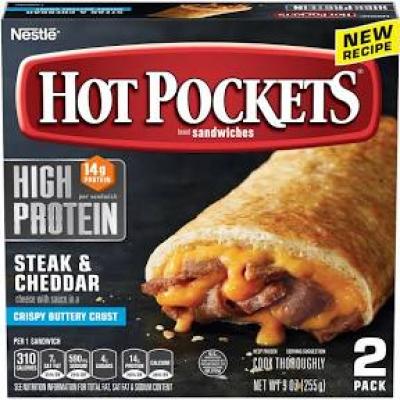 Hot Pockets High Protein, Steak and Cheddar, 9 oz