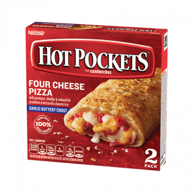 Hot Pockets Four Cheese Pizza, Garlic Buttery Crust, 9 oz