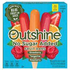 Outshine Strawberry / Raspberry / Tangerine No Sugar Added Fruit Bars, 12 ct