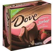 Dove Strawberry Sorbet Bars With Milk Chocolate, 6 ct