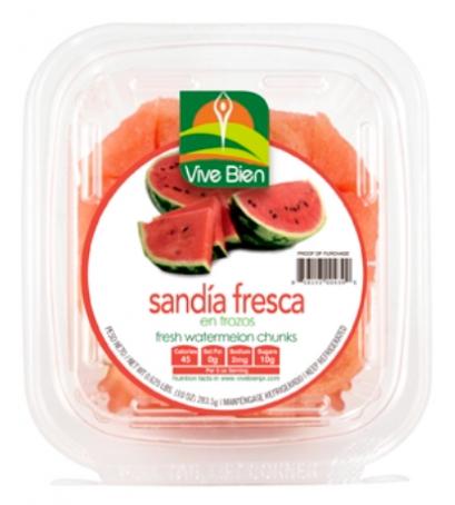 ViveBien Melon de Agua / Sandía / Watermelon (Trozos), 10 oz