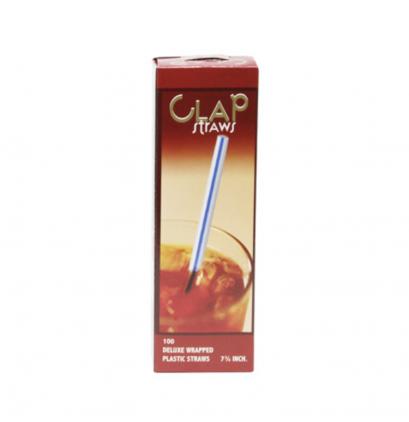 Clap Deluxe Wrapped Plastic Straws, 7 3:4 inch, 100 ct