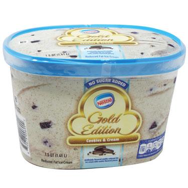 Nestle Gold Edition No Sugar Added Cookies and Cream Ice Cream, 48 oz 