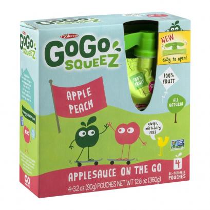 GoGo squeeZ Pouches Applesauce on the go Apple Peach 4/3.2 oz